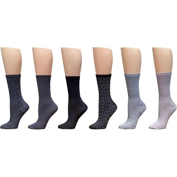 Cuddl Duds Women Super Soft 6 Pair Pack Multicolor Easy Care Crew Midweight Sock - Picture 2 of 2